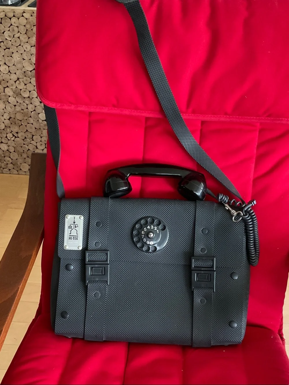 Black Retro Dial Messenger Bag for Men